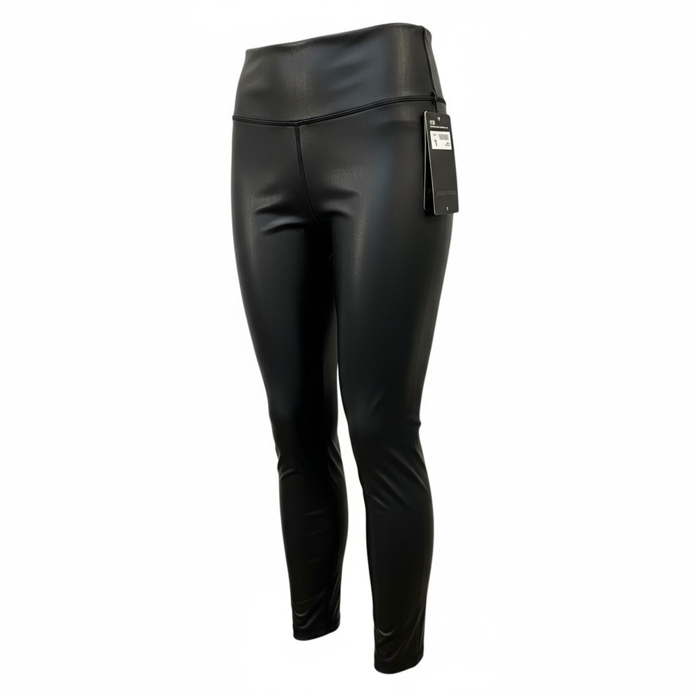 90 Degrees By Reflex L Black Leatherette Super High Rise Leggings R $78 NWT - Picture 3 of 9